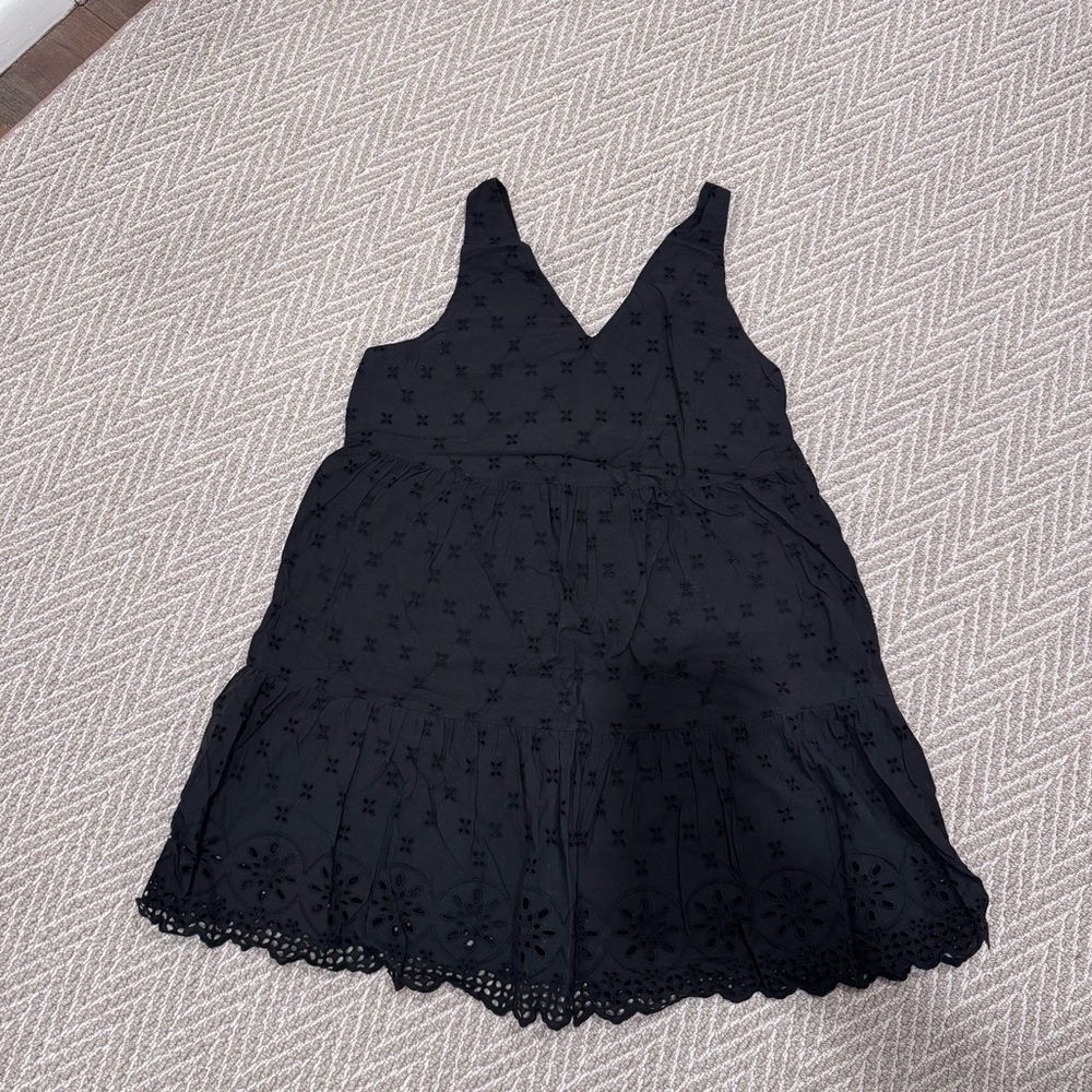 LOFT Black Eyelet Detail Dress